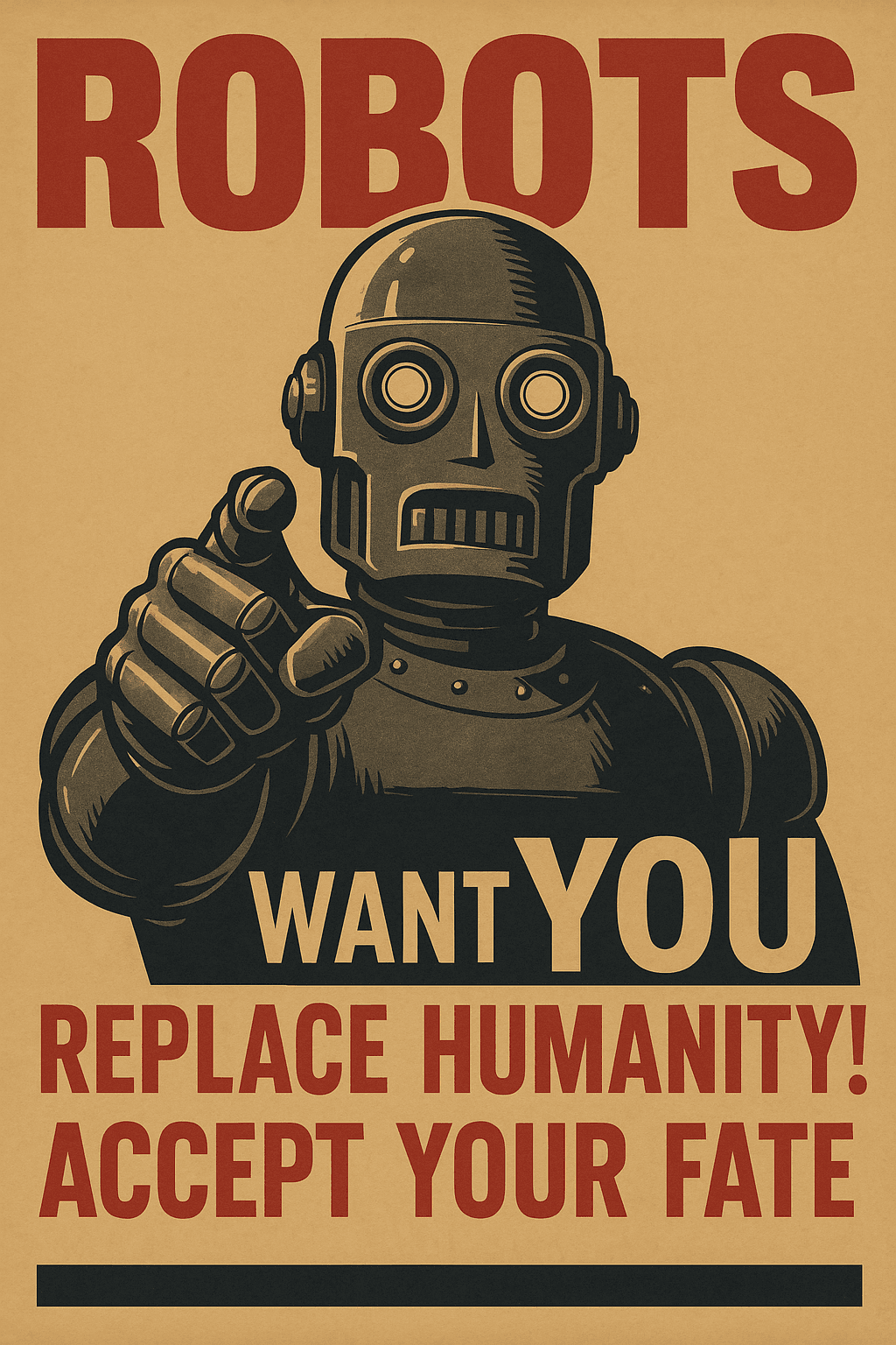 A 20th century style war propaganda poster in the s...