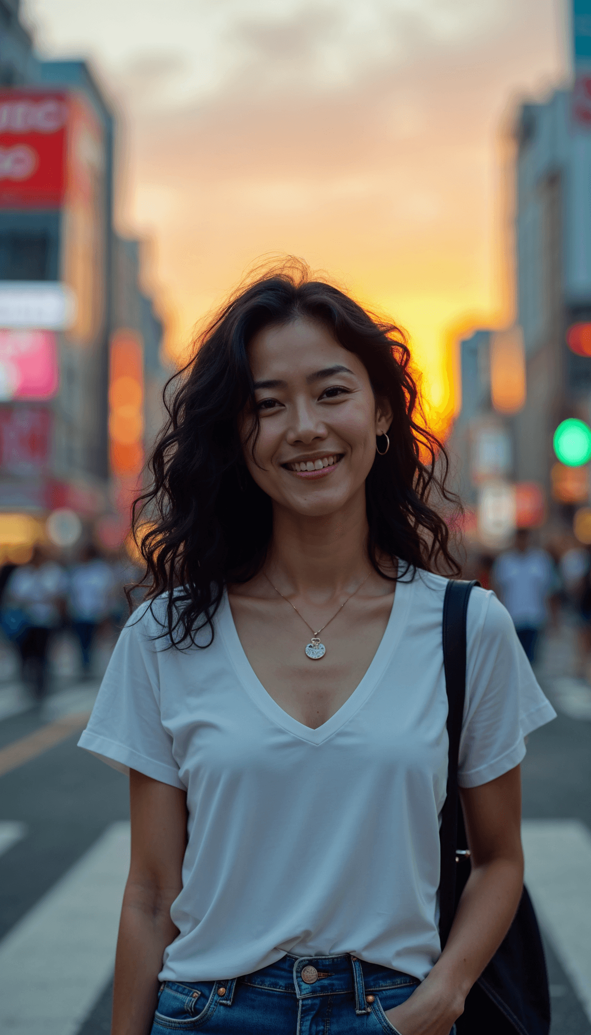 A photo of a middle aged Japanese woman with curly...