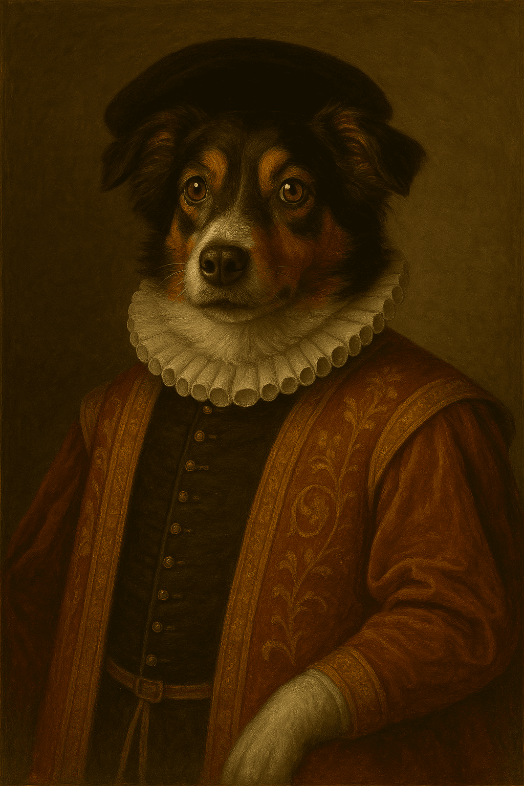 Renaissance-style oil painting portrait of an anthr...