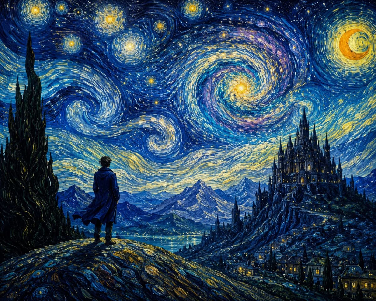 A breathtaking digital painting in the style of Van...